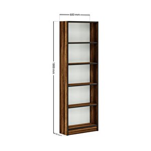 Kts2 Modern Kitaplık 5 Raflı 60x180 cm Ceviz