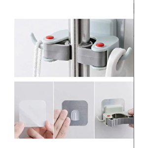 Bastonlu Paspas Süpürge Fırça Ve Mop Askısı Sap Tutucu Mutfak Banyo Askı