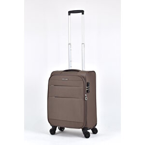 Pierre Cardin Ultra Light Hafif Lüx Kumaş 2'li Valiz Seti Büyük Boy - Kabin Boy Kahve Pc4200