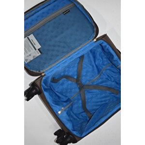 Pierre Cardin Ultra Light Hafif Lüx Kumaş 2'li Valiz Seti Büyük Boy - Kabin Boy Kahve Pc4200