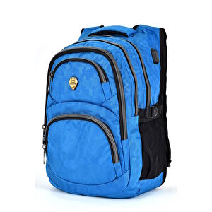 Elatae Unisex Ortopedik Çok Gözlü Günlük Seyahat Okul Sırt Çantası Mavi 2226