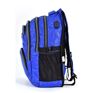 Unisex Ortopedik Çok Gözlü Günlük Seyahat Okul Sırt Çantası Saks Mavisi 2226