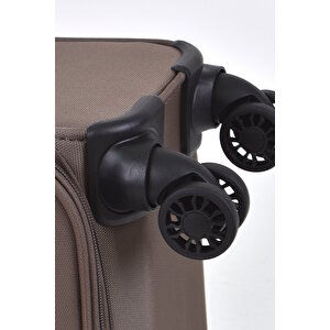 Pierre Cardin Ultra Light Hafif Lüx Kumaş Orta Boy Valiz Kahve Pc4200