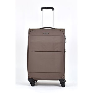 Ultra Light Hafif Lüx Kumaş 3'lü Valiz Seti Kahverengi Pc4200