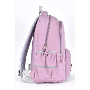 Unisex Ortopedik Çok Gözlü Günlük Seyahat Okul Sırt Çantası Lila 51709