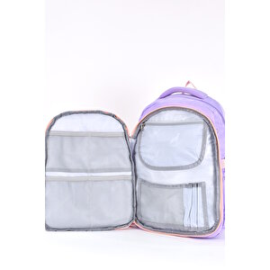 Elatae Ortopedik Lüks Kumaş Unisex Çok Gözlü Çocuk İlkokul Çantası Turkuaz 1461