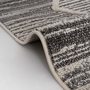 Cool Halı Sakura 2206 Gri Hav Toz Vermez Etnik Desenli Modern Dokuma Bukleli Salon Halısı