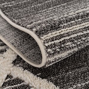 Cool Halı Sakura 2206 Gri Hav Toz Vermez Etnik Desenli Modern Dokuma Bukleli Salon Halısı