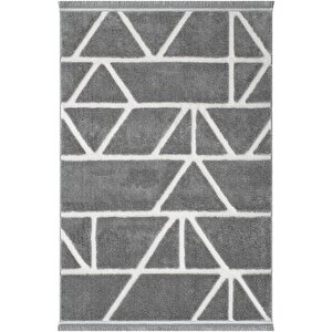 Sakura 2210 Gri Hav Toz Vermez Etnik Desenli Modern Dokuma Bukleli Salon Halısı 80x300 cm