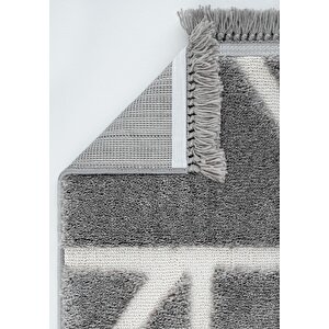 Cool Halı Sakura 2210 Gri Hav Toz Vermez Etnik Desenli Modern Dokuma Bukleli Salon Halısı