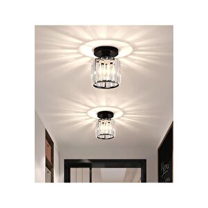 Lüks Kristal Taşlı Modern Plafonyer Tavan Mutfak Oturma Odası Koridor Hol Taşlı Salon Avizesi Siyah