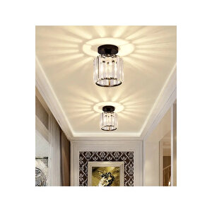 Lüks Taşlı Modern Plafonyer Tavan Avize Luxury Sarkıt Kristal Taşlı Avize Siyah