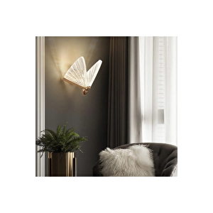 Elegance Modern Kelebek Tasarım Duvar Led Aplik Rose Gold Sarı Harika Görsel