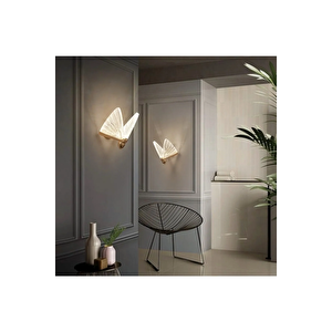 Elegance Modern Kelebek Tasarım Duvar Led Aplik Rose Gold Sarı Harika Görsel