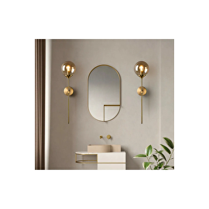 Modern Tasarım Pilli Aplik 1 Adet Tak Çalıştır Duvar Camlı Aplik Eskitme Gold Bal Camlı