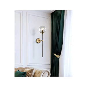 Modern Tasarım Pilli Aplik 1 Adet Tak Çalıştır Duvar Camlı Aplik Eskitme Gold Bal Camlı