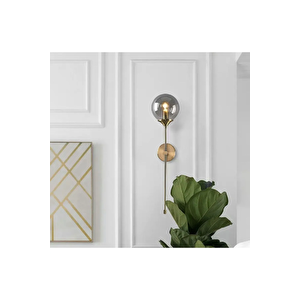 Modern Tasarım Pilli Aplik 1 Adet Tak Çalıştır Duvar Camlı Aplik Eskitme Gold Bal Camlı