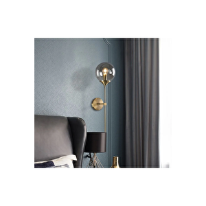 Modern Tasarım Pilli Aplik 1 Adet Tak Çalıştır Duvar Camlı Aplik Eskitme Gold Bal Camlı