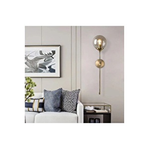 Modern Tasarım Pilli Aplik 1 Adet Tak Çalıştır Duvar Camlı Aplik Eskitme Gold Bal Camlı