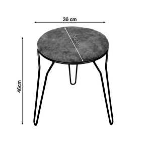 Akın Lüx Metal Ayaklı Oval Tabure - Gri
