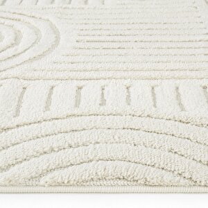 Cool Halı Sakura 2213 Krem Hav Toz Vermez Etnik Desenli Modern Dokuma Bukleli Salon Halısı