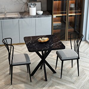 Mutfak Masası Takımı X Ayaklı Yemek Masası 70x70 + 2 Adet Sandalye - Bendir