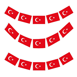 Türk Bayraği Kağit İpli̇ Sirali Ay Yildiz 50'li̇ 4m 8cm X 13cm
