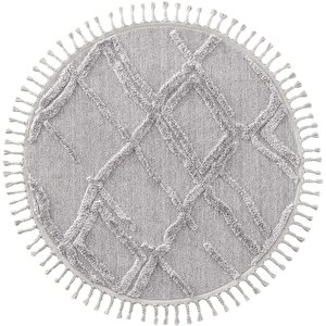 Palazzo 03 Gri Yumuşak Dokulu Mutfak Antre Çocuk Odası Yuvarlak Dokuma Makine Halısı 120x120 cm