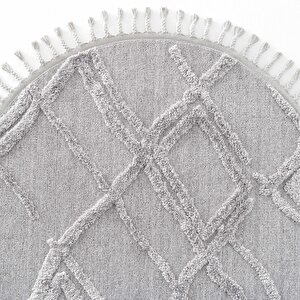 Palazzo 03 Gri Yumuşak Dokulu Mutfak Antre Çocuk Odası Yuvarlak Dokuma Makine Halısı 120x120 cm
