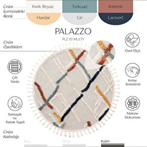 Palazzo 03 Multi Yumuşak Dokulu Mutfak Antre Çocuk Odası Yuvarlak Dokuma Makine Halısı 160x160 cm