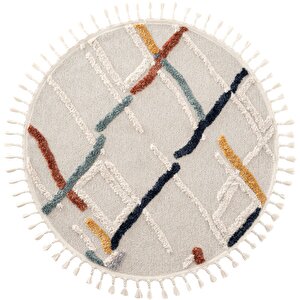 Palazzo 03 Multi Yumuşak Dokulu Mutfak Antre Çocuk Odası Yuvarlak Dokuma Makine Halısı 80x80 cm
