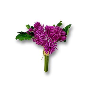 Yapay Çiçek Doğmamış Mor Krizantem Demeti 5 Dallı Gelin Çiçeği Ve Aranjman Aradal Çiçeği 24cm