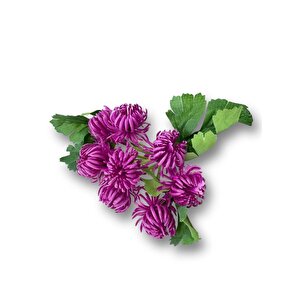 Yapay Çiçek Doğmamış Mor Krizantem Demeti 5 Dallı Gelin Çiçeği Ve Aranjman Aradal Çiçeği 24cm