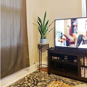 Yapay Çiçek Saksılı Yeşil Kılıç Çiçeği Dal 68cm Salon Çiçeği Metal Mat Siyah Saksılı Yapay Bitki