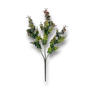 Yapay Çiçek Pastel Yeşil Kahverengi Okaliptus 48cm 3dallı Uzun Dal Eucalyptus