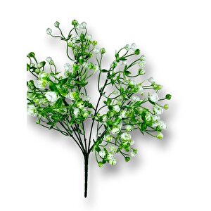 Yapay Çiçek Plastik Yeşil Beyaz Cipso Tohumcuk Demeti 5 Dallı Gelin Çiçeği Ve Aranjman Aradal Çiçeği