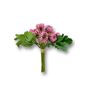 Yapay Çiçek Doğmamış Pembe Krizantem Demeti 5 Dallı Gelin Çiçeği Ve Aranjman Aradal Çiçeği 24cm