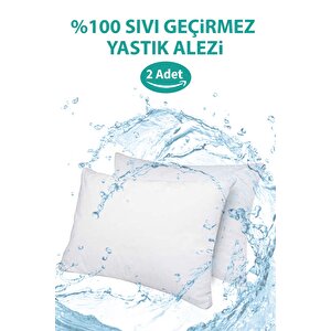 2 Adet Su Sıvı Geçirmez Yastık Alezi Pamuklu Fermuarlı Terletmeyen Yastık Koruyucu Kılıf 2 Adet