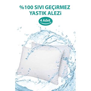 Sıvı Geçirmez Yastık Alezi 4'lü Pamuklu Fermuarlı Yastık Koruyucu Kılıf 4 Adet