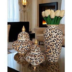 Özel El İşciliği Seramik Lüks Elegans Desenli Vazo Şah Küp Set