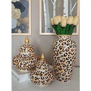 Özel El İşciliği Seramik Lüks Elegans Desenli Vazo Şah Küp Set