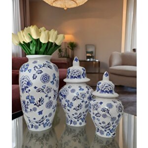 Özel El İşciliği Seramik Lüks Elegans Desenli Vazo Şah Küp Set