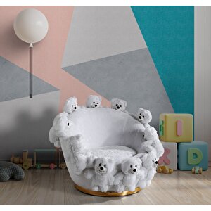 Mode Teddy Bears Kids Peluş Kumaş Beyaz Ayıcıklı Berjer