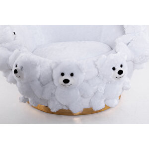 Mode Teddy Bears Kids Peluş Kumaş Beyaz Ayıcıklı Berjer