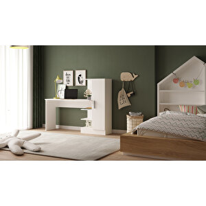Robin Home Arthur Kitaplıklı Genç Çocuk Çalışma Masası Beyaz
