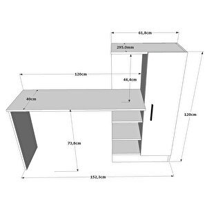 Robin Home Arthur Kitaplıklı Genç Çocuk Çalışma Masası Beyaz