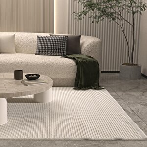 Vetrina 3601 Krem Yumuşak Dokulu Halı Kilim Salon Mutfak Kesme Yolluk Dokuma Makine Halısı 80x150 cm