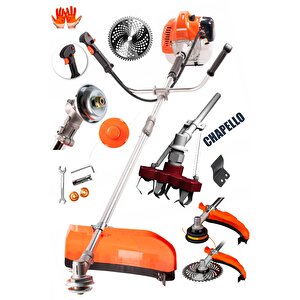 Kömürsüz Motor 20hpx Çelik Krom Piston Benzinli Ot Çalı Çim Biçme Makinası Yan Tırpan + Chapello Set