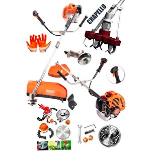 Kömürsüz Motor 20hpx Çelik Krom Piston Benzinli Ot Çalı Çim Biçme Makinası Yan Tırpan + Chapello Set