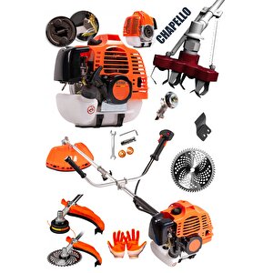 Kömürsüz Motor 20hpx Çelik Krom Piston Benzinli Ot Çalı Çim Biçme Makinası Yan Tırpan + Chapello Set